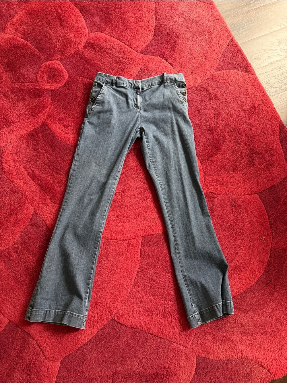 The Limited Gray Flare Jeans with Side Button Accents